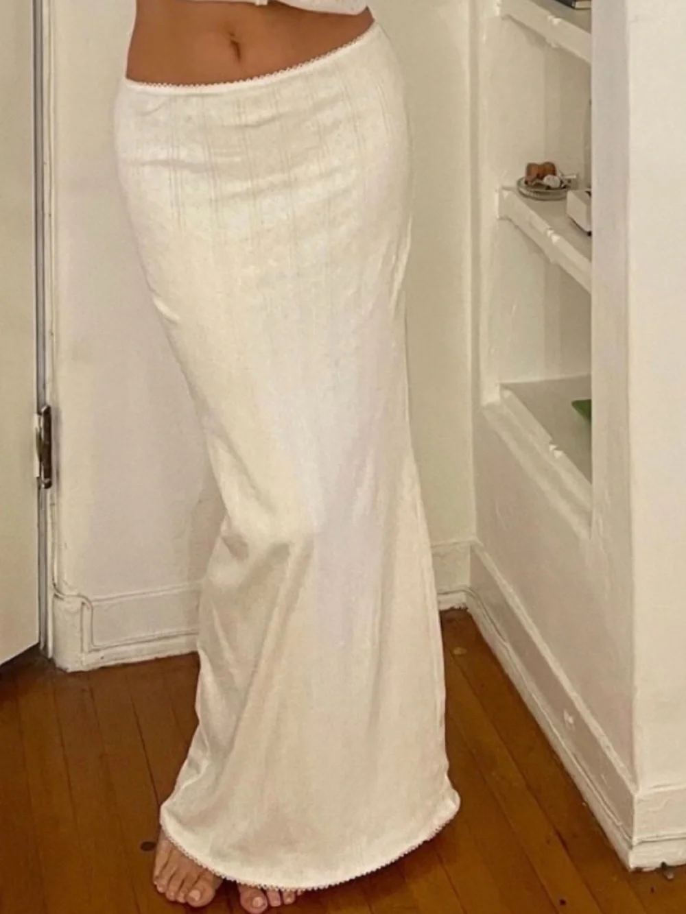 MY MUM MADE IT WHITE POINTELLE COTTON MAXI SKIRT M/L - Picture 3 of 13